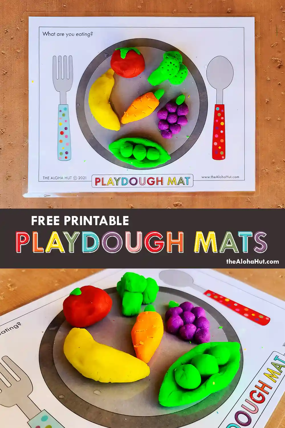 Playdough Mats by The Aloha Hut - free printable