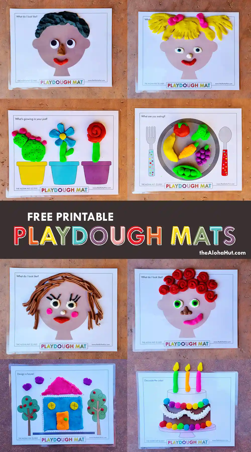 Playdough Mats for Play Dough Activities / Bundle Playdough Scenes /  Creative Playdoh Art for Kids / Blank Face / Nature Scene 