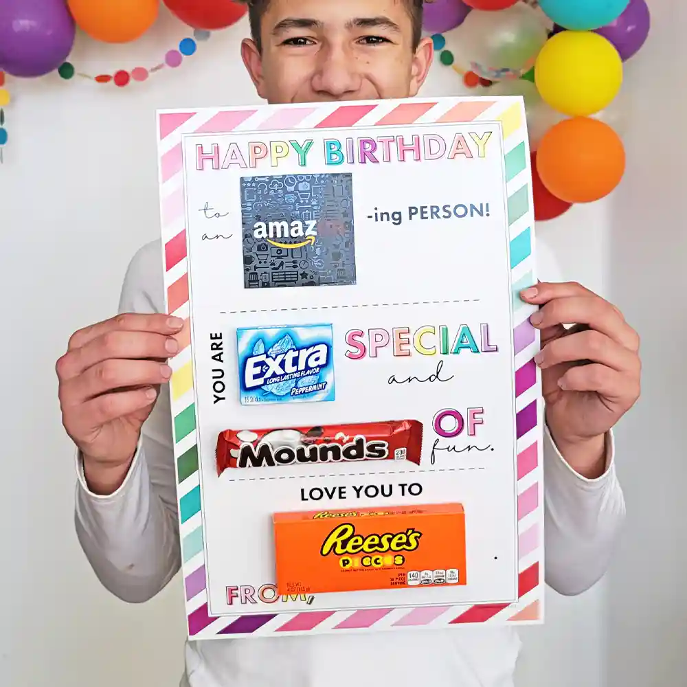 Teen Birthday Candy-gram Card - free printable