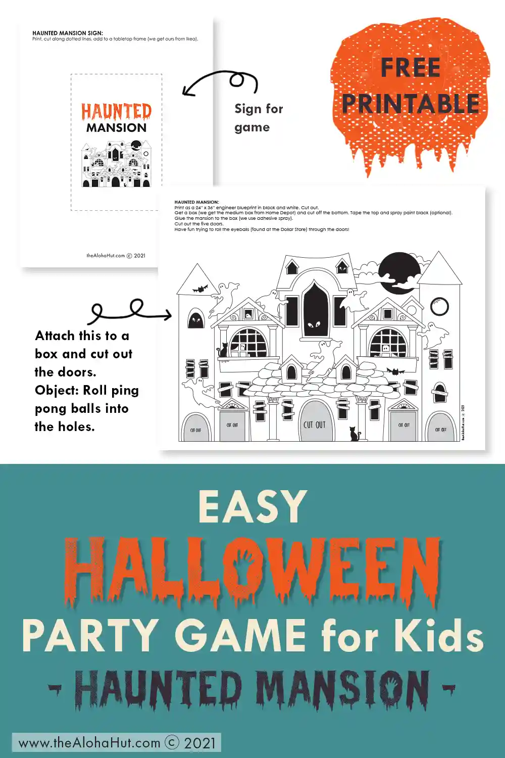 Halloween Party Game - Haunted Mansion - free printable - classroom party game ideas