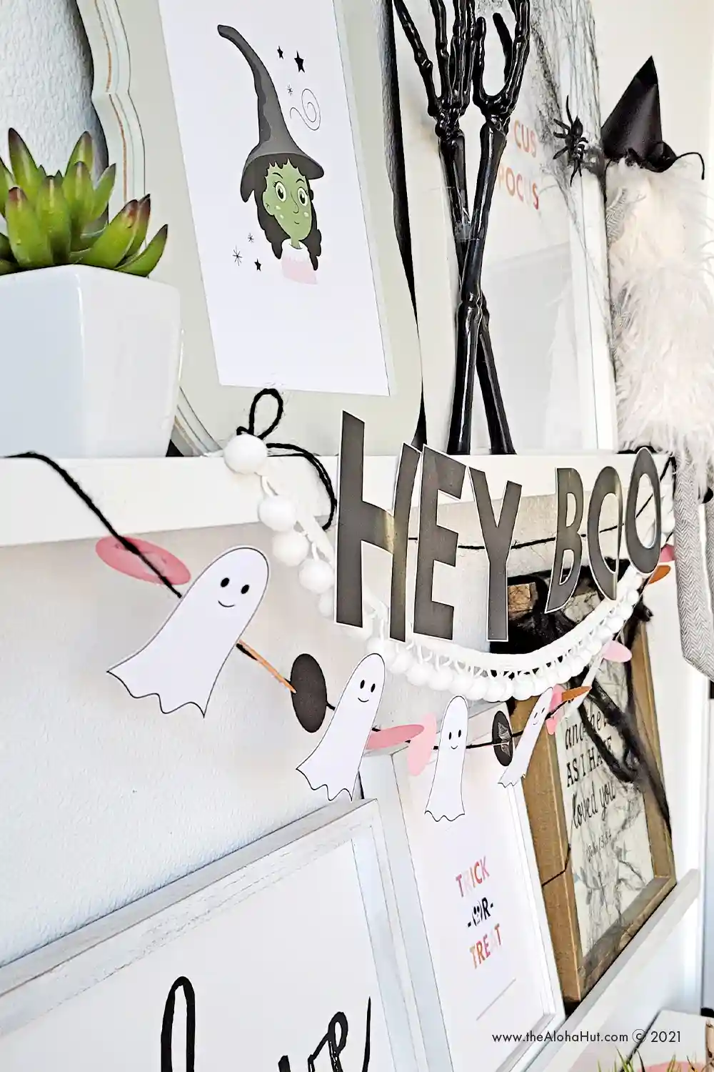 Halloween Shelfie - free printable Halloween prints decor