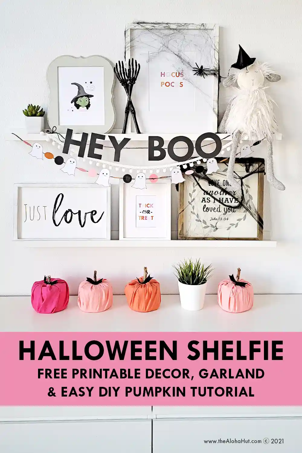 Halloween Shelfie - free printable Halloween prints decor