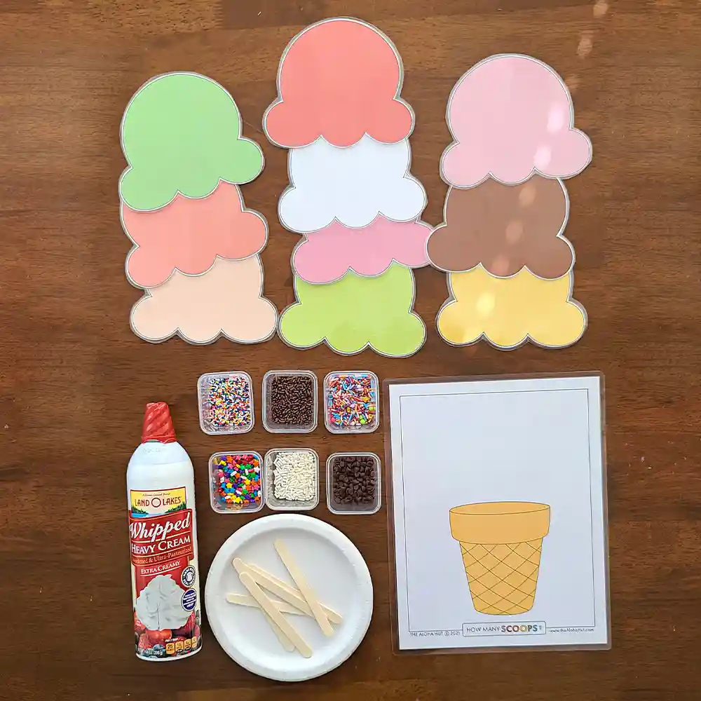 Ice Cream Counting Activity - math, early childhood development - free printable