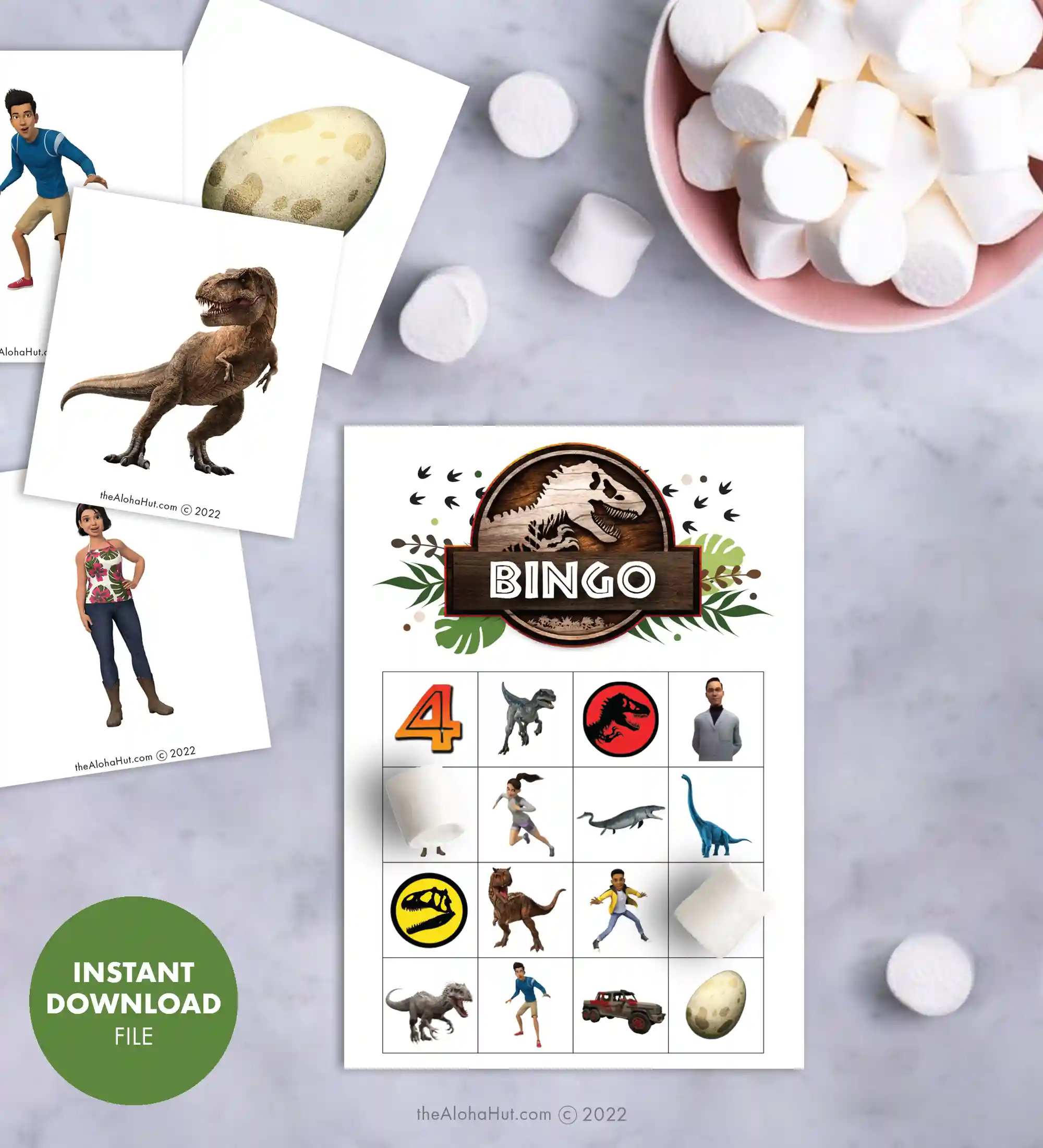 Jurassic World Camp Cretaceous Party Ideas - Dinosaur Party Ideas - free printable party decor & games - bingo