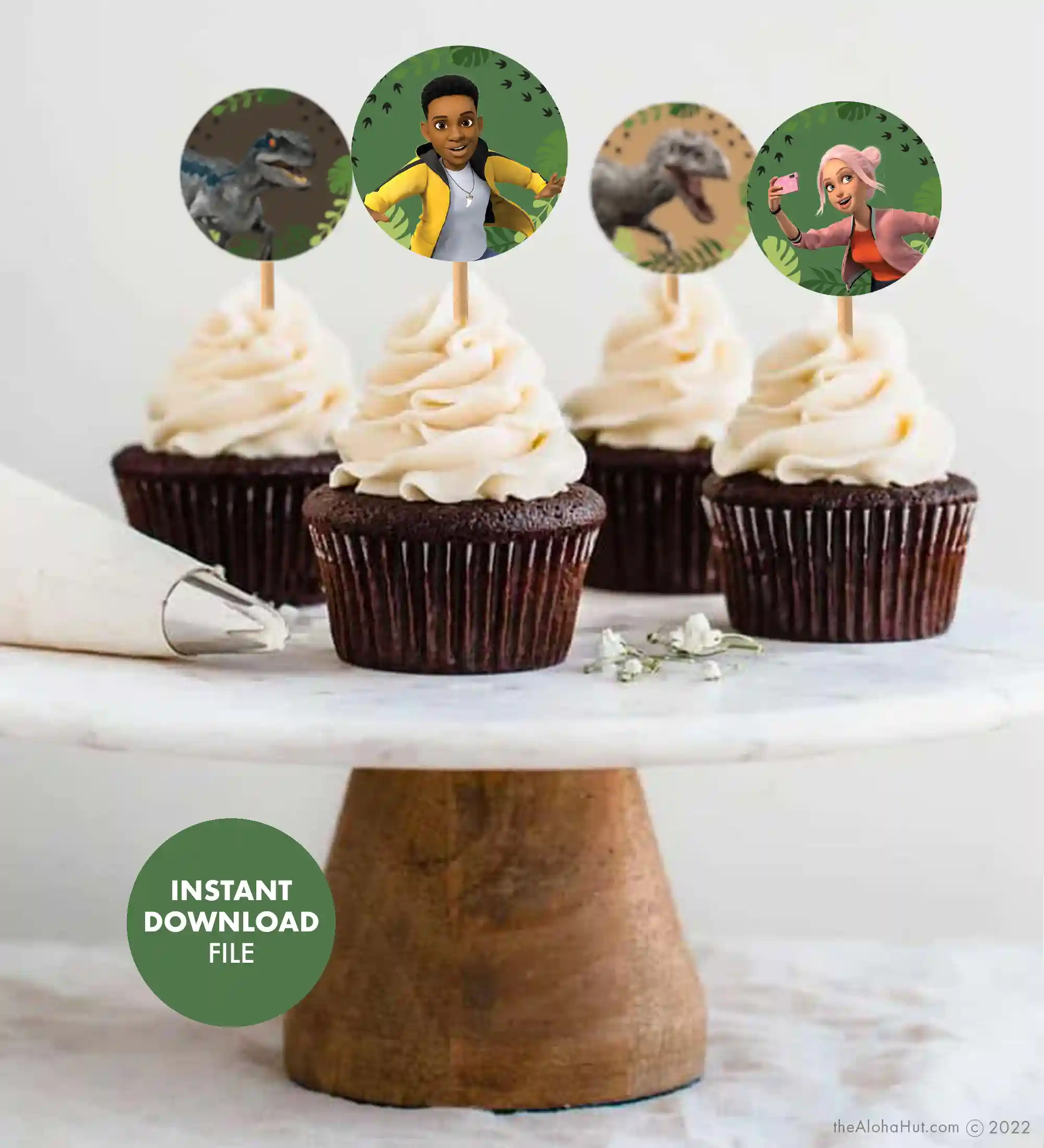 Jurassic World Camp Cretaceous Party Ideas - Dinosaur Party Ideas - free printable party decor & games - cupcake toppers
