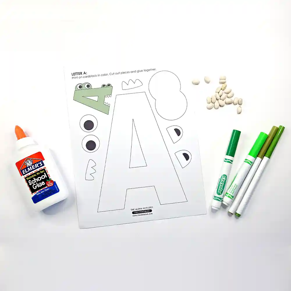 Preschool Alphabet Letter Crafts - letter A - free printable