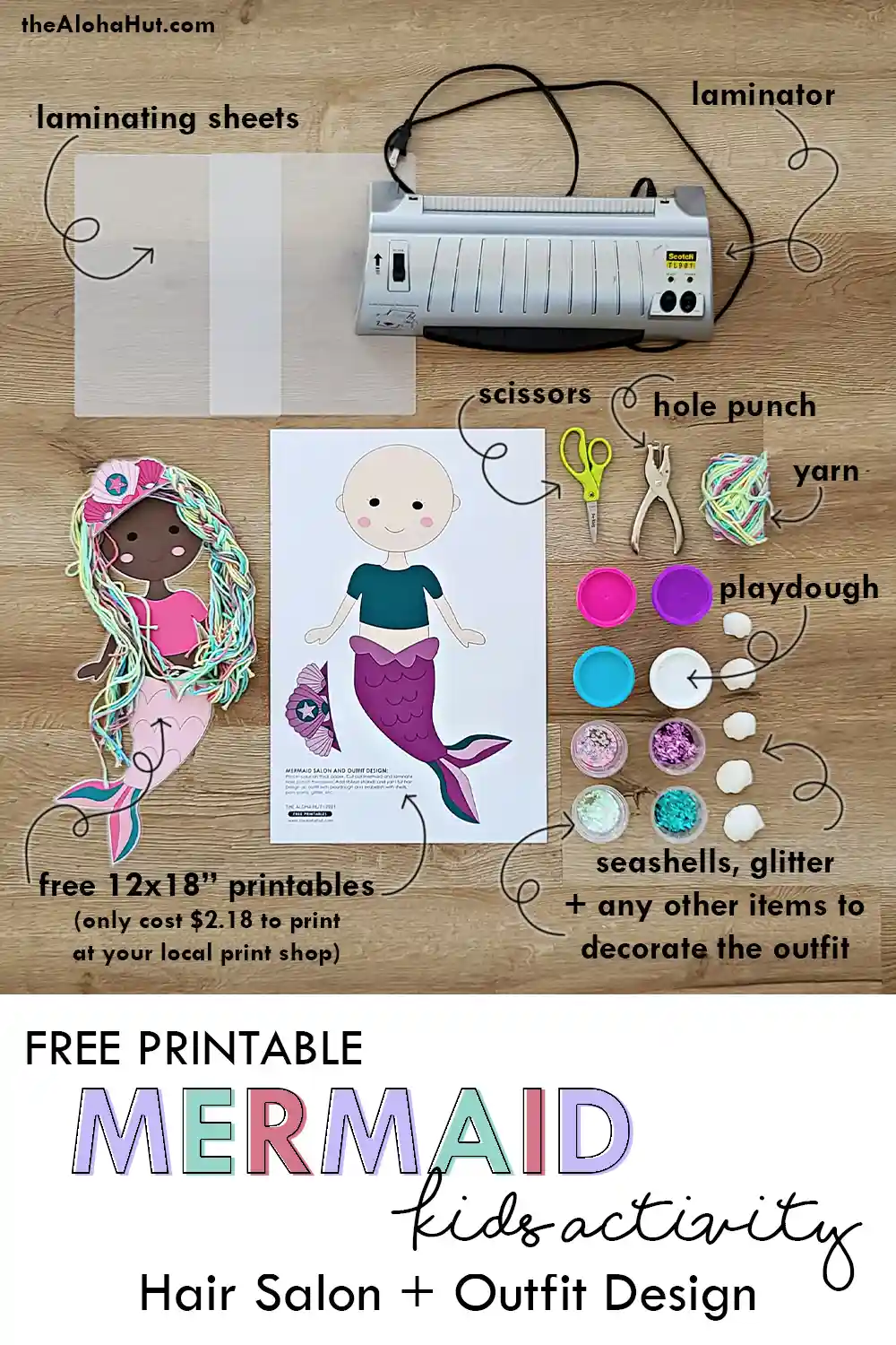 Flower mermaid craft printable for kids