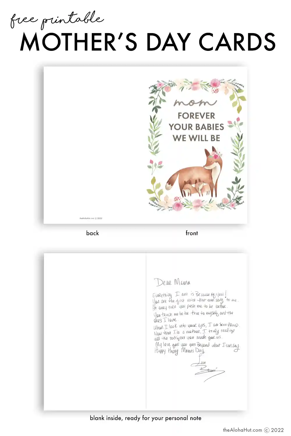 Mother's Day Cards & Questionnaire