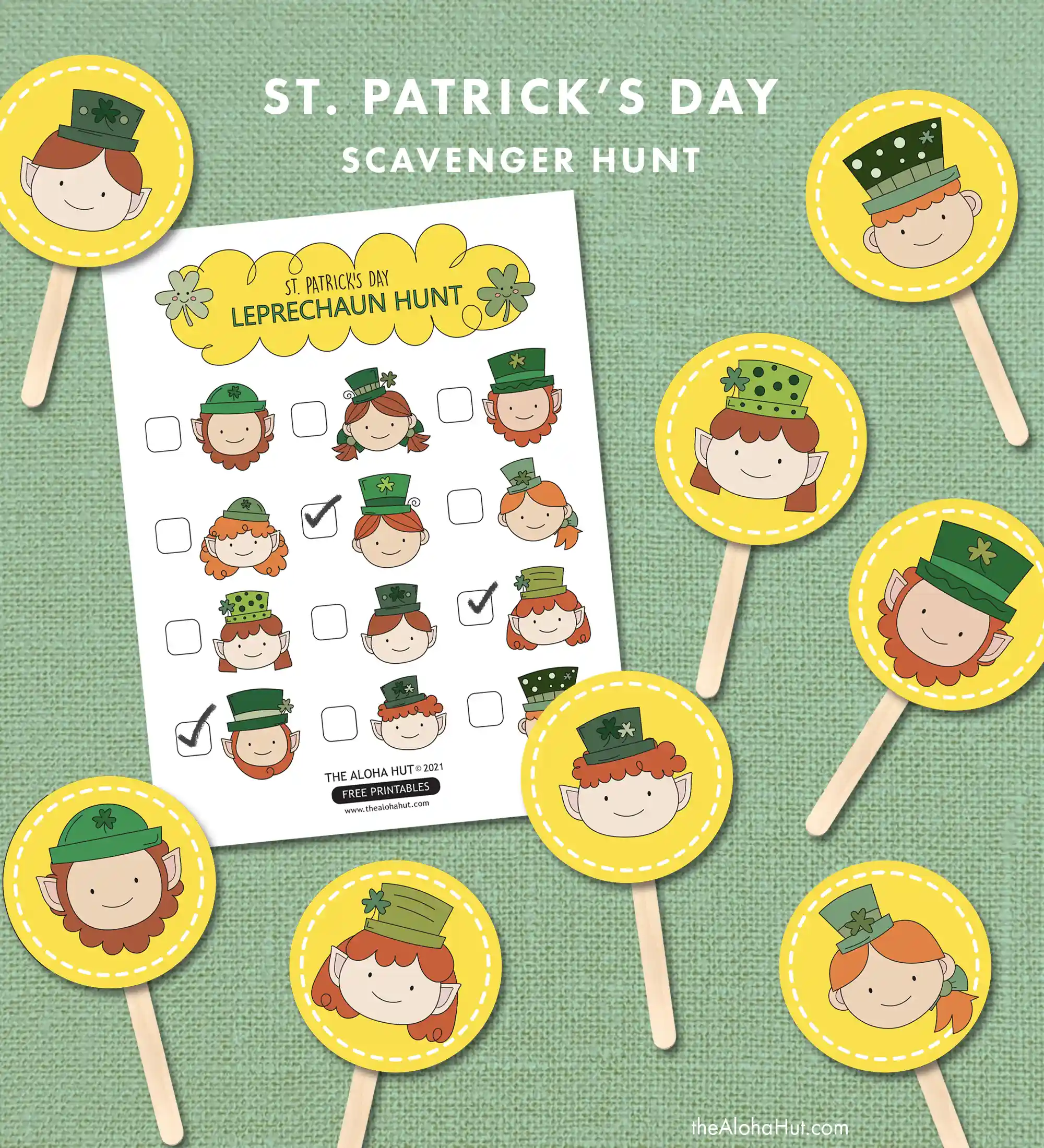 Printable St. Patrick's Day game to help you celebrate St. Patrick's Day and throw a magical St. Patrick's Day party! Download the printable Leprechaun Hunt game (similar to a scavenger hunt game) and hide the leprechauns around the yard for the kids to find. You can also play the leprechaun hunt game indoors.