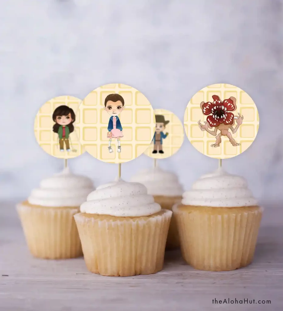 Stranger Things Party Cupcake Toppers - Season 1 Eleven waffle