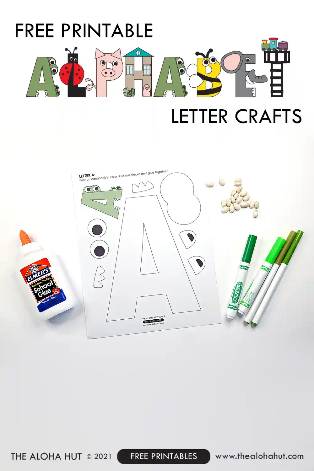 Preschool Alphabet Letter Crafts - letter A - free printable