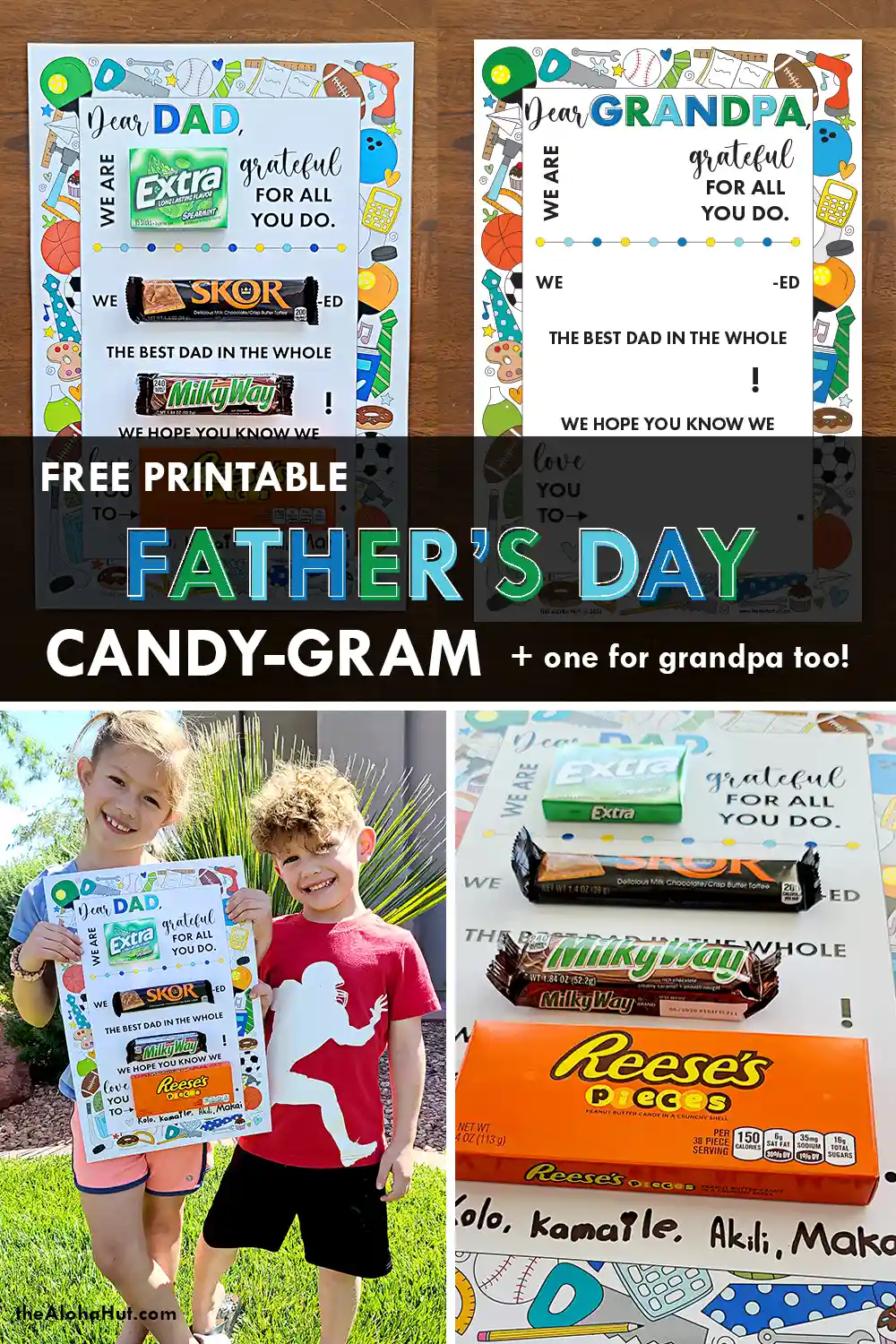 Father's Day giant candy gram card for dad. Tell dad Happy Father's Day with a special DIY candy card and poster. Print the giant Father's Day candy card and add your candy for a super easy and special Father's DAy gift for dad!