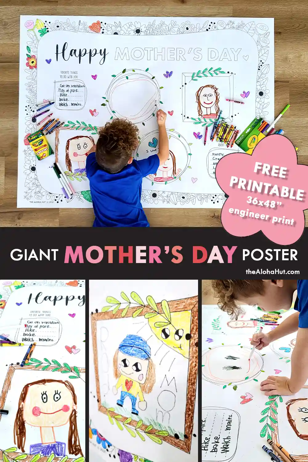 Mother's Day Coloring Poster - free printable - giant coloring page - Mother's Day Craft