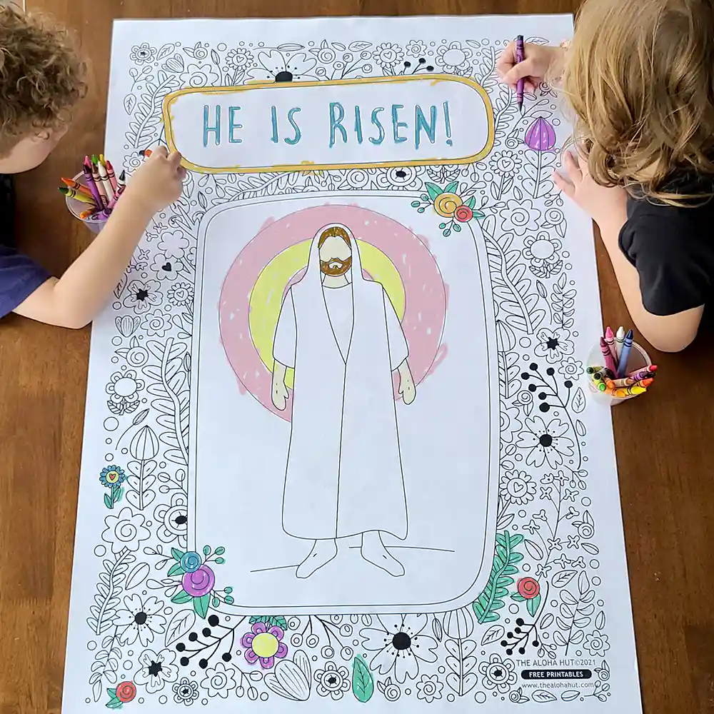Easter Resurrection Coloring Page Poster - free printable