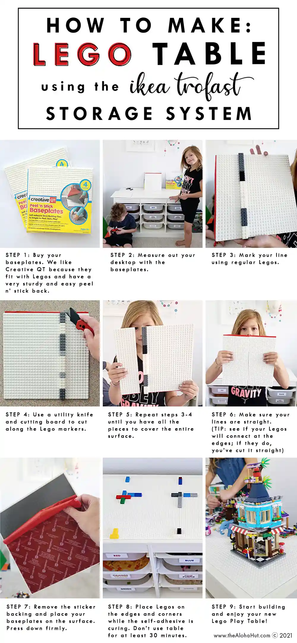 Lego Storage Ideas + DIY Lego Table - free printable - ikea hack