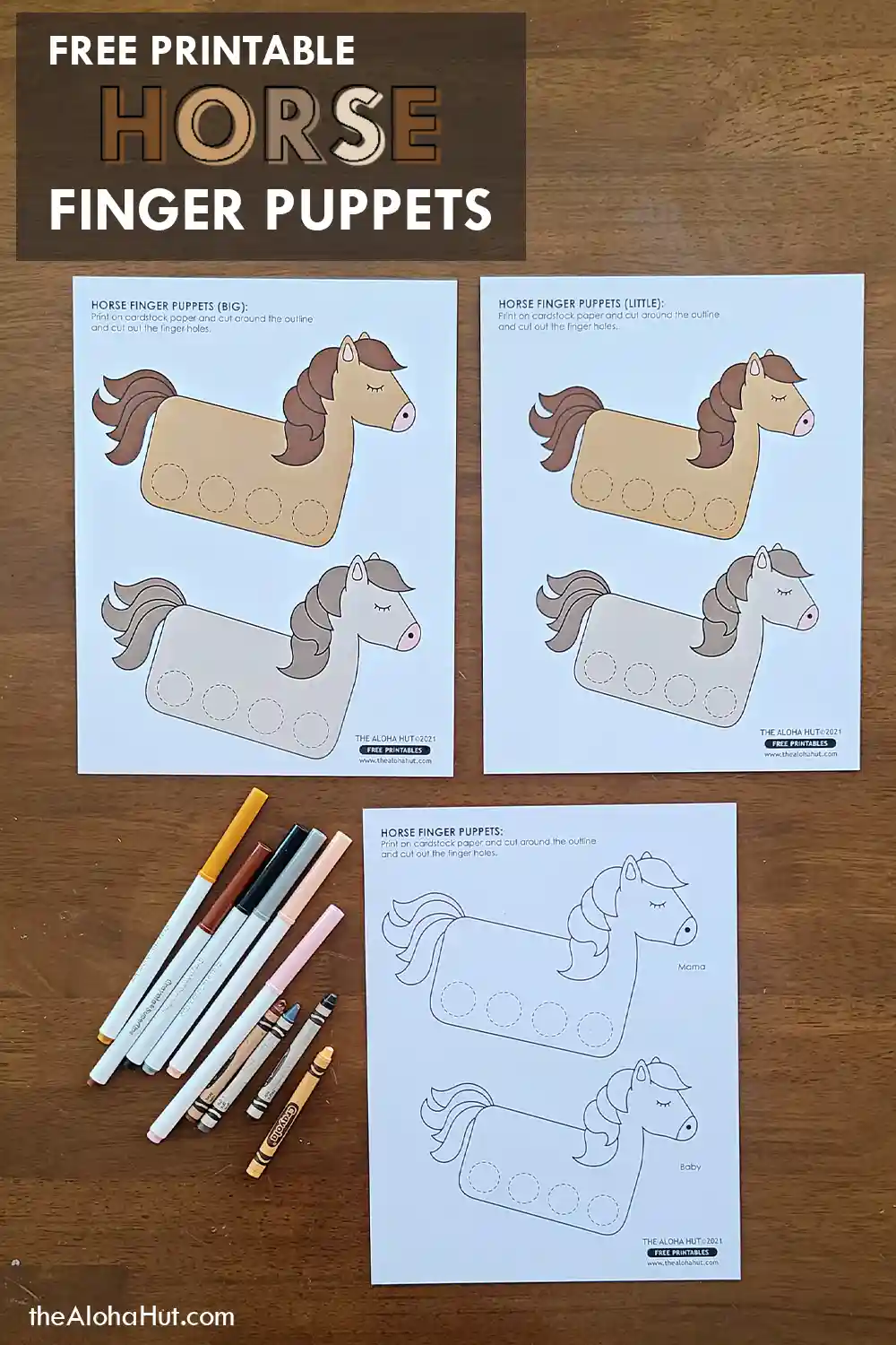 Unicorn + Horse Finger Puppets - free printable