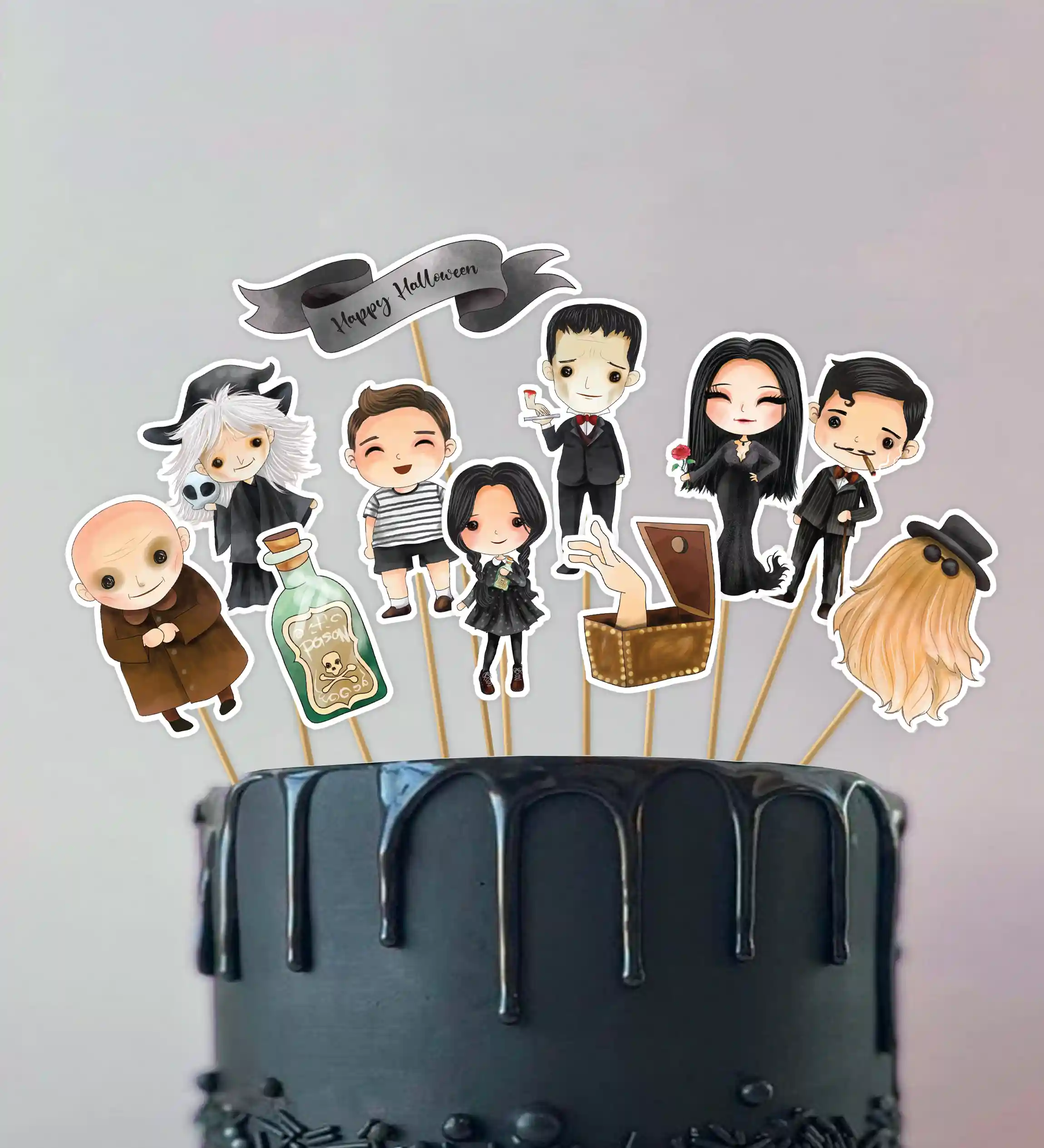 Halloween Addams Family Cupcake Toppers