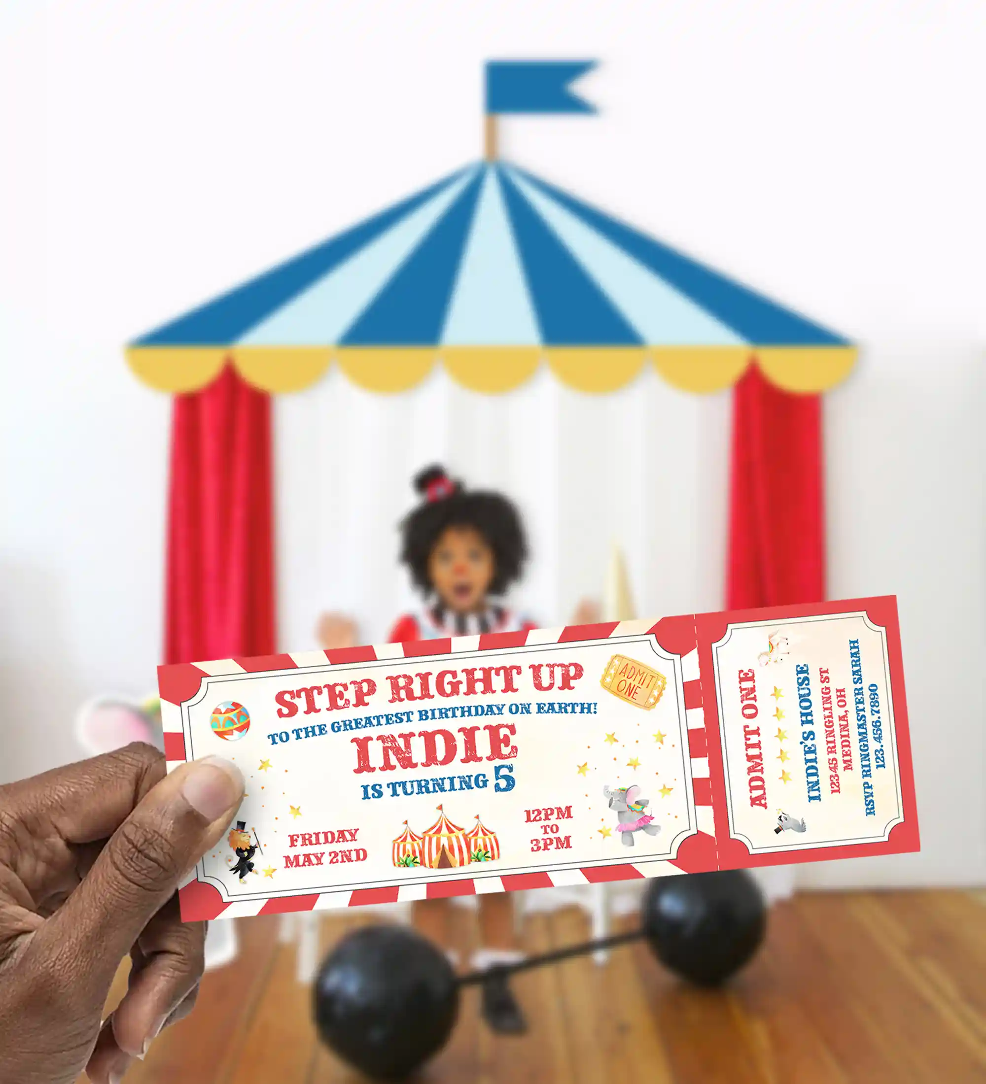 Carnival Party Ideas - Editable Birthday Invitation - Circus Ticket