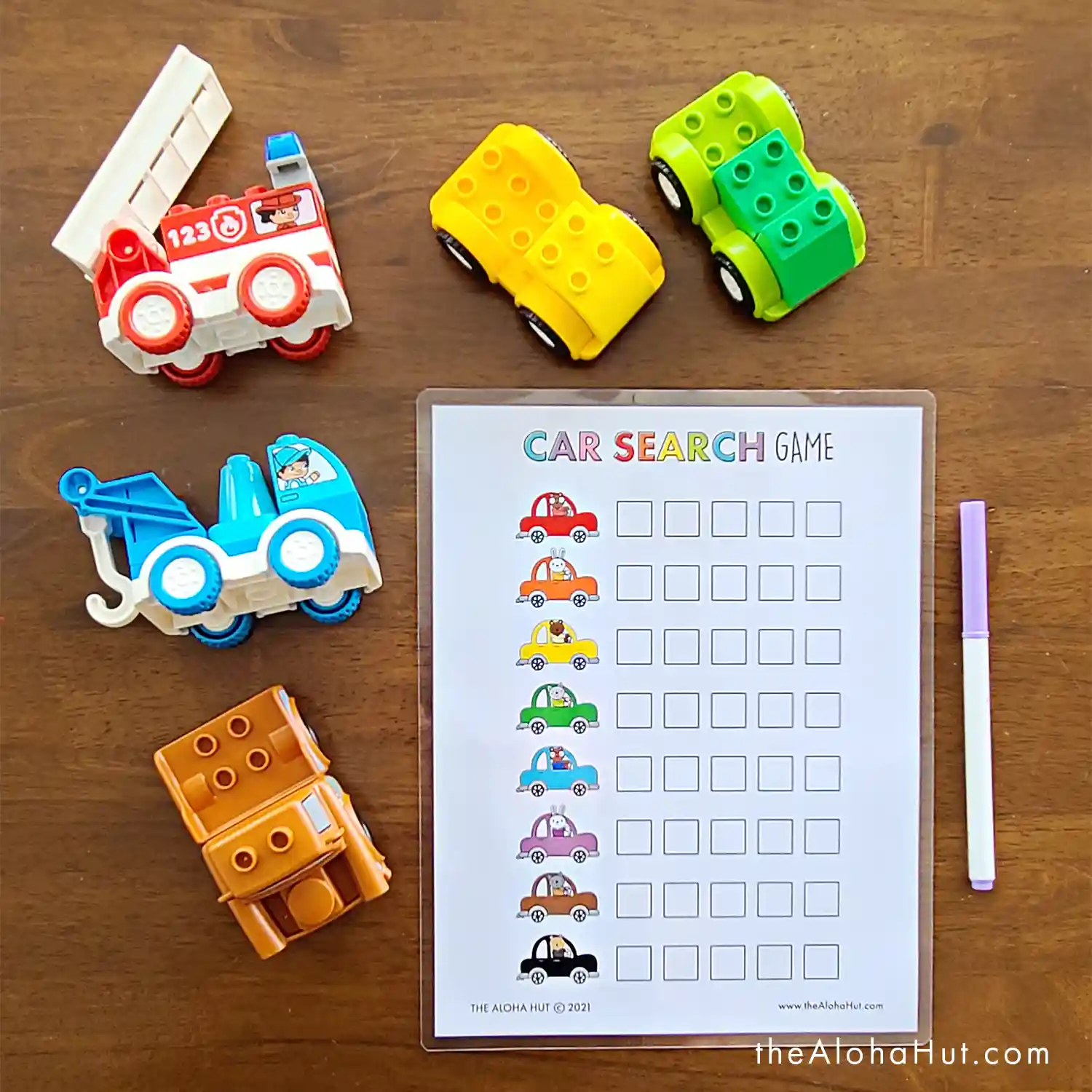 DIY Portable Road Trip Kits - 10 Free Printable Activity Pages - Travel Games - Car Color Search Game
