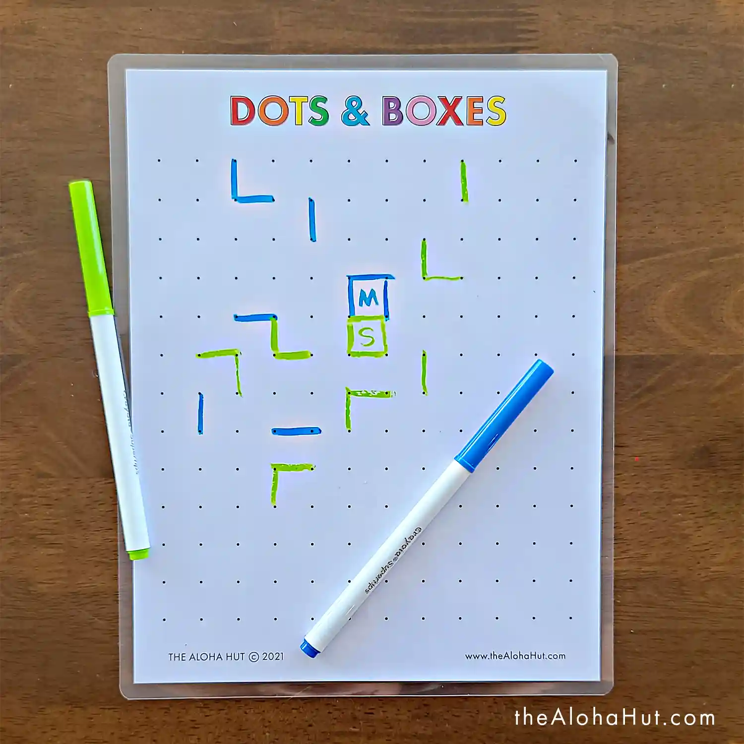 DIY Portable Road Trip Kits - 10 Free Printable Activity Pages - Travel Games - Dots & Boxes Game