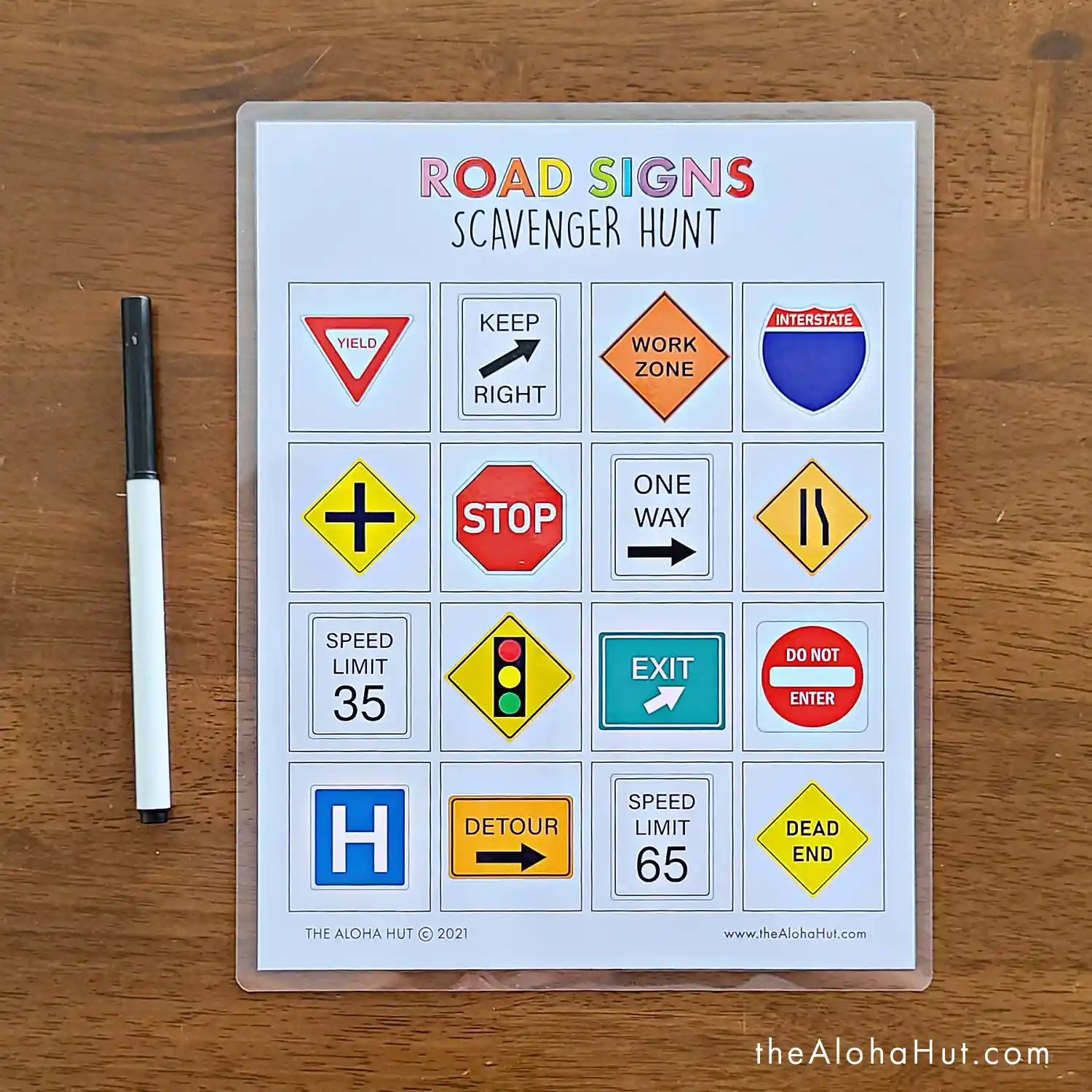 DIY Portable Road Trip Kits - 10 Free Printable Activity Pages - Travel Games - Road Signs Scavenger Hunt