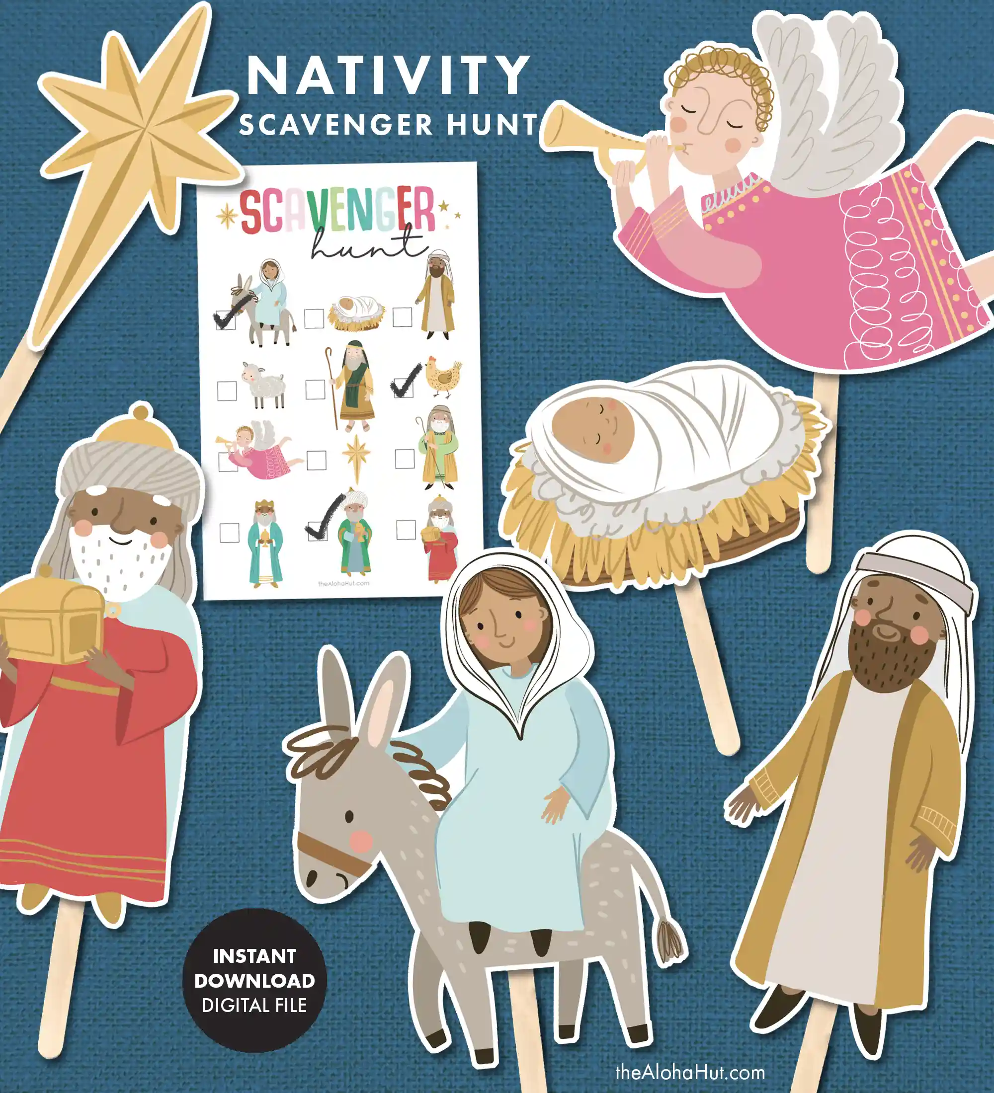 Christ-centered Christmas game and kids activity - a nativity scavenger hunt game. Great for a Christmas party, ward party activity, primary activity, or at a party with the youth. Learn about the nativity story and play this game to go along with your Christmas lesson.