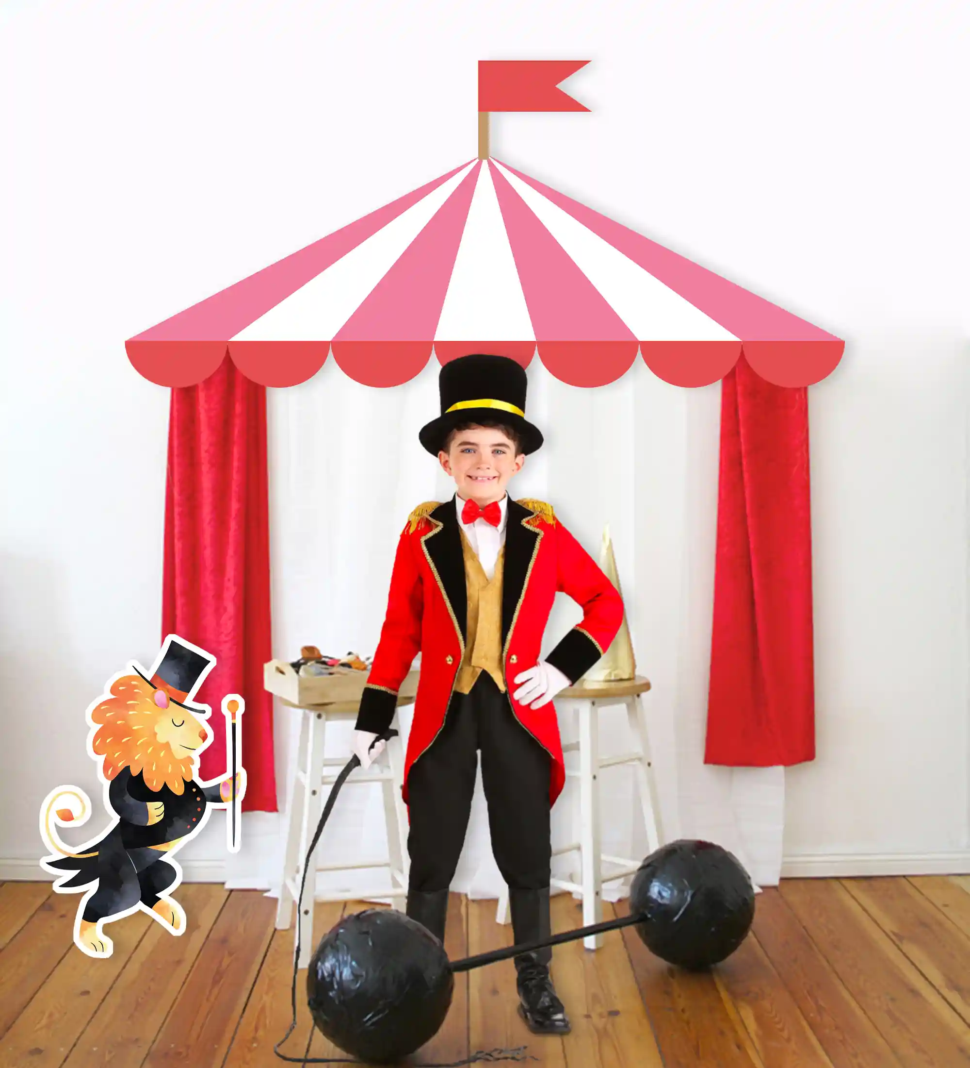 carnival or circus themed photo booth backdrop and props for your next party, carnival, or celebration. Set up a mock circus tent