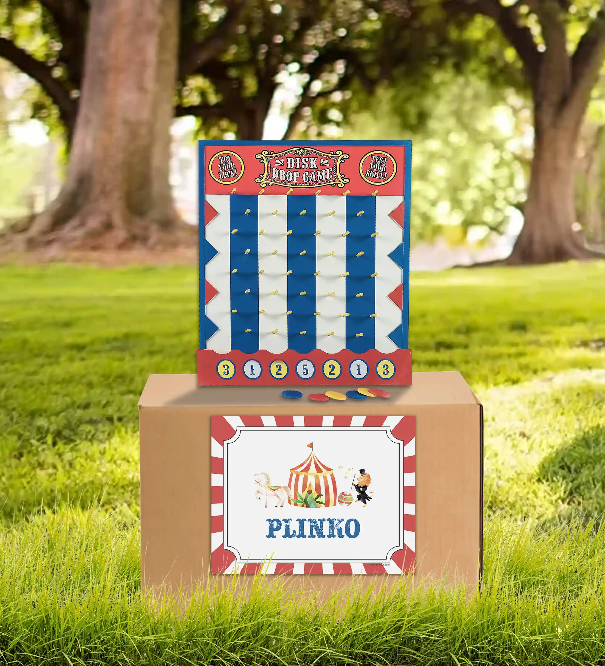 Plinko game for your next carnival birthday party, circus party, school carnival or church carnival. Download the printable carnival sign bundles from our site.