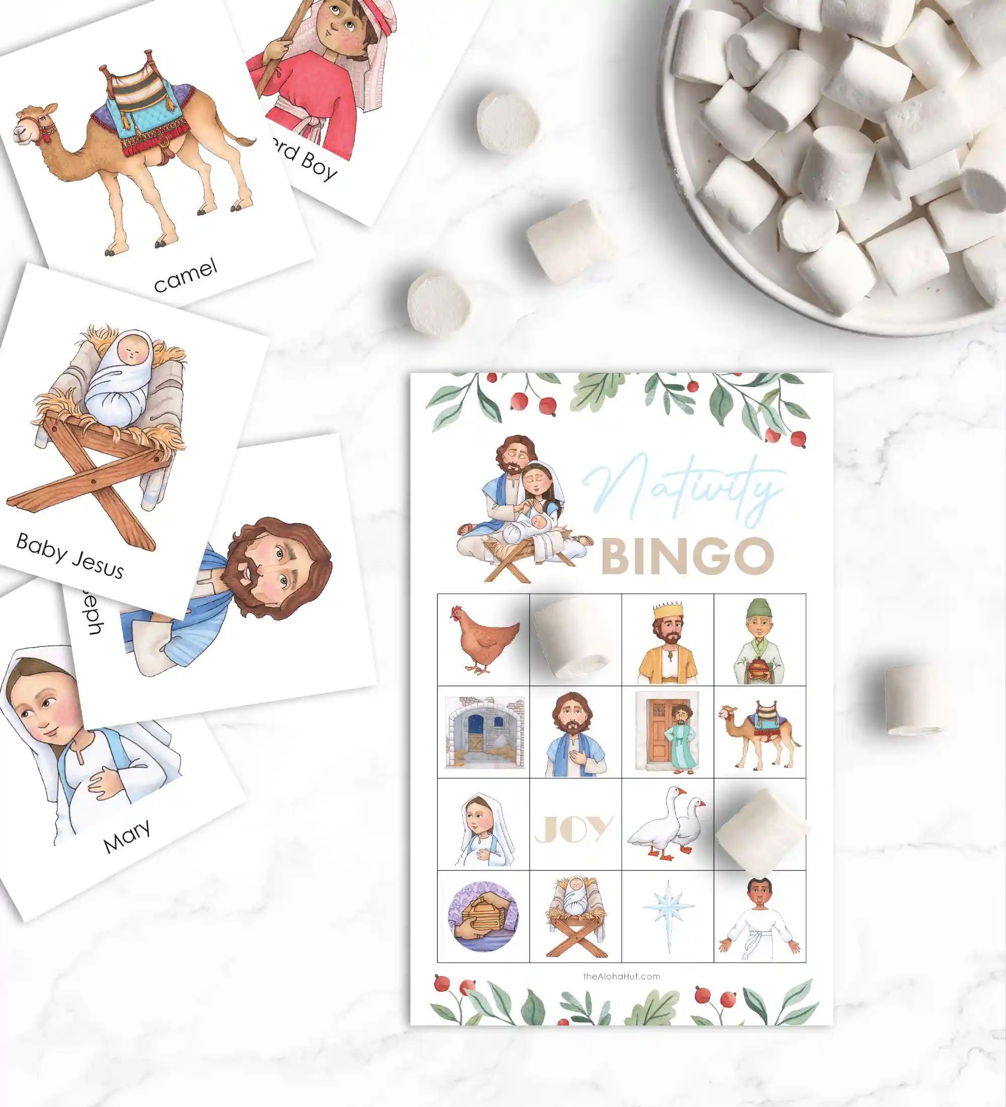 Christmas Natvity BINGO game. Download the printable Christmas BINGO game that has all the nativity characters and add it to your Christmas bucket list.