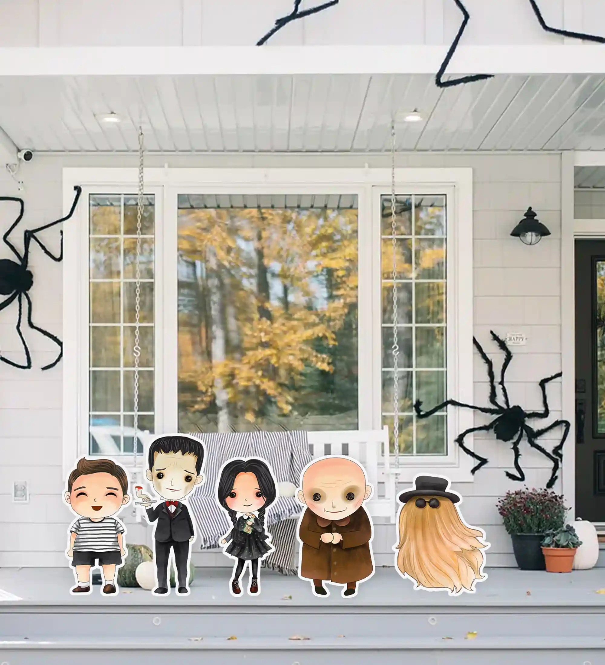 Addams family large decor cutout for decorations. Download the printables for a Wednesday birthday party, Addams Family themed baby shower, or a Wednesday viewing party. Includes all the favorite characters Cousin Itt, Wednesday, Lurch, Uncle Fester, Pugsley, Thing