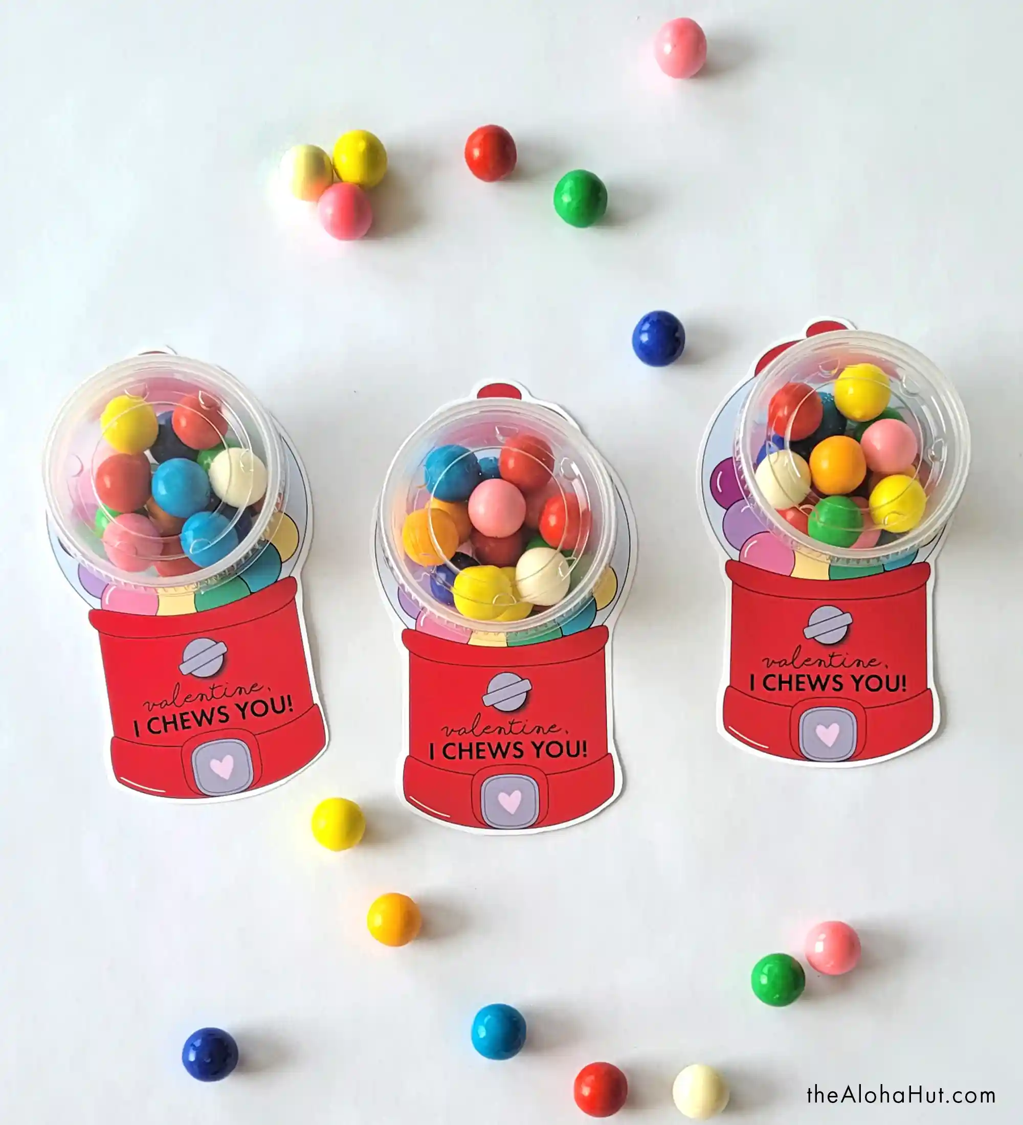 Fun & Easy Kids Valentine's Day Card Ideas - bubblegum, gumball machine, Valentine, I CHEWS you