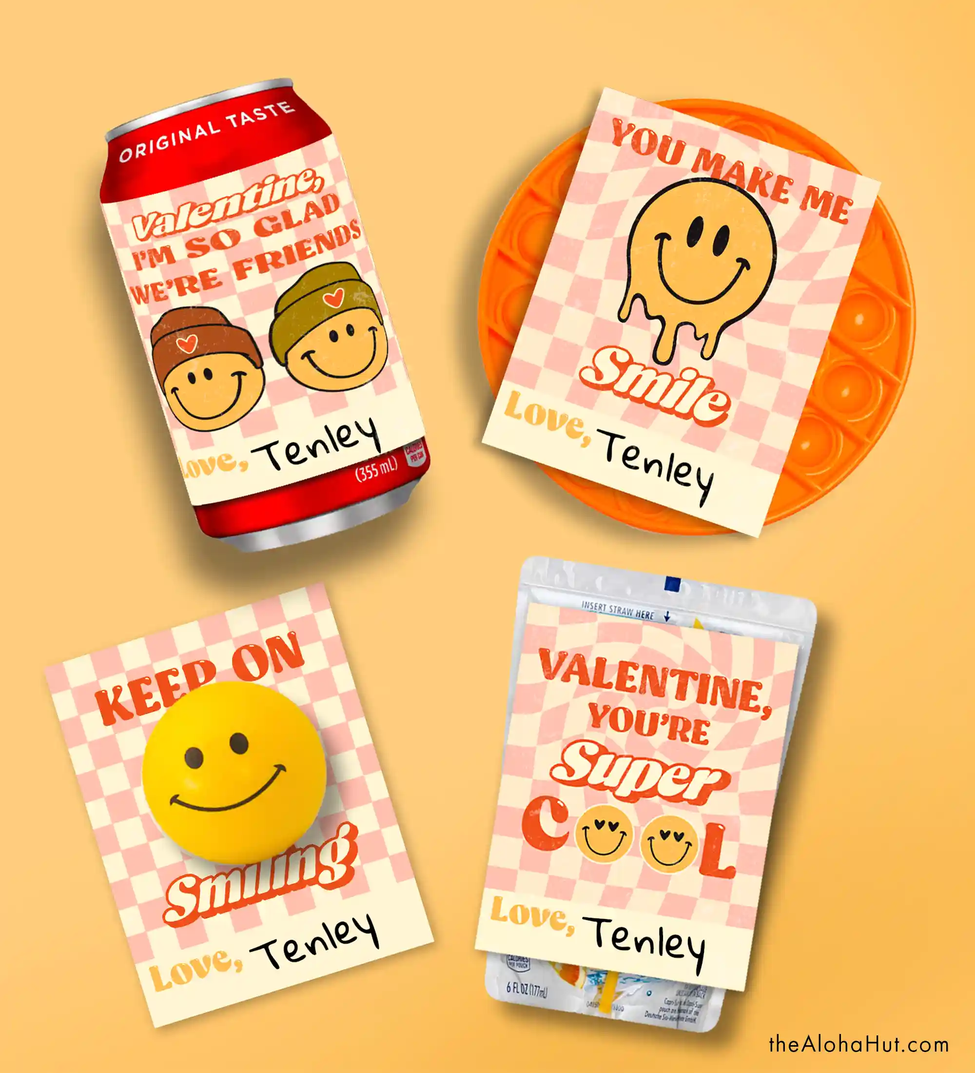 Fun & Easy Kids Valentine's Day Card Ideas - smiley face, checkered, teen, cool, retro