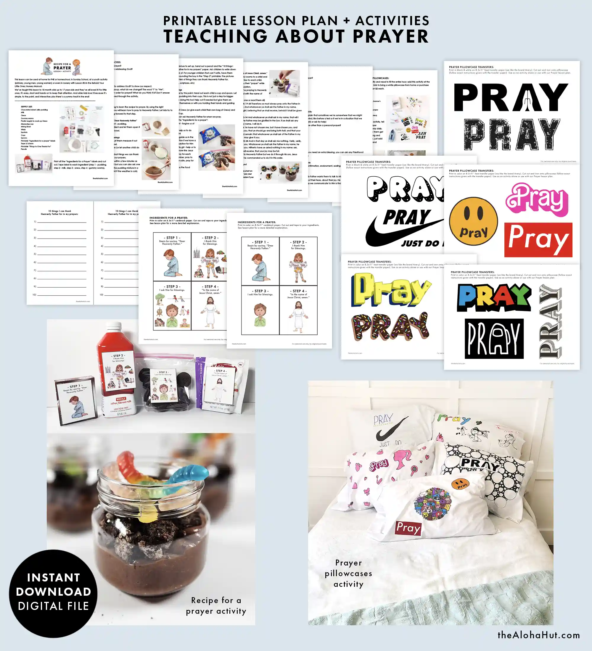Prayer Object Lesson - Prayer Lesson for Kids - Prayer Activity - Prayer Pillowcases - Recipe for a Prayer