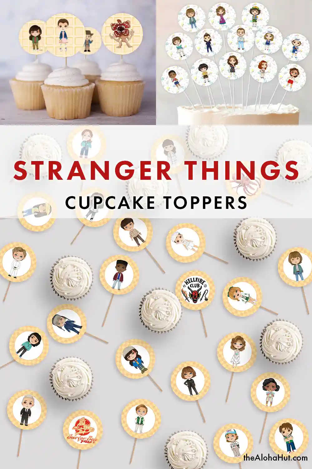 Stranger Things Party Invites & Cupcake Toppers