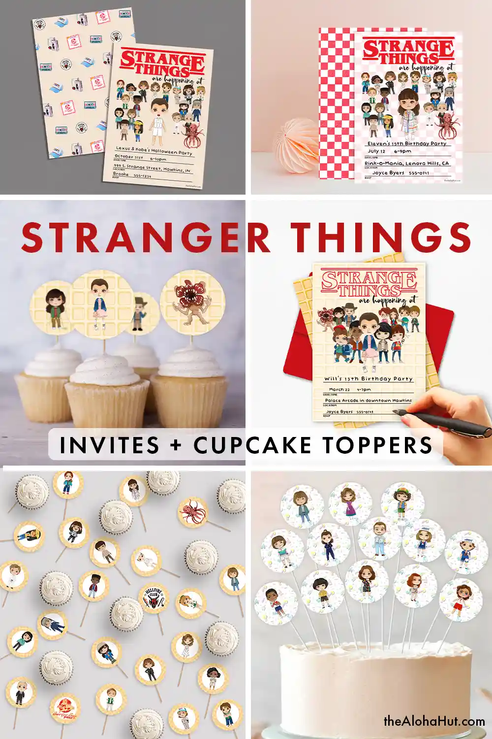 Stranger Things Party Invites & Cupcake Toppers
