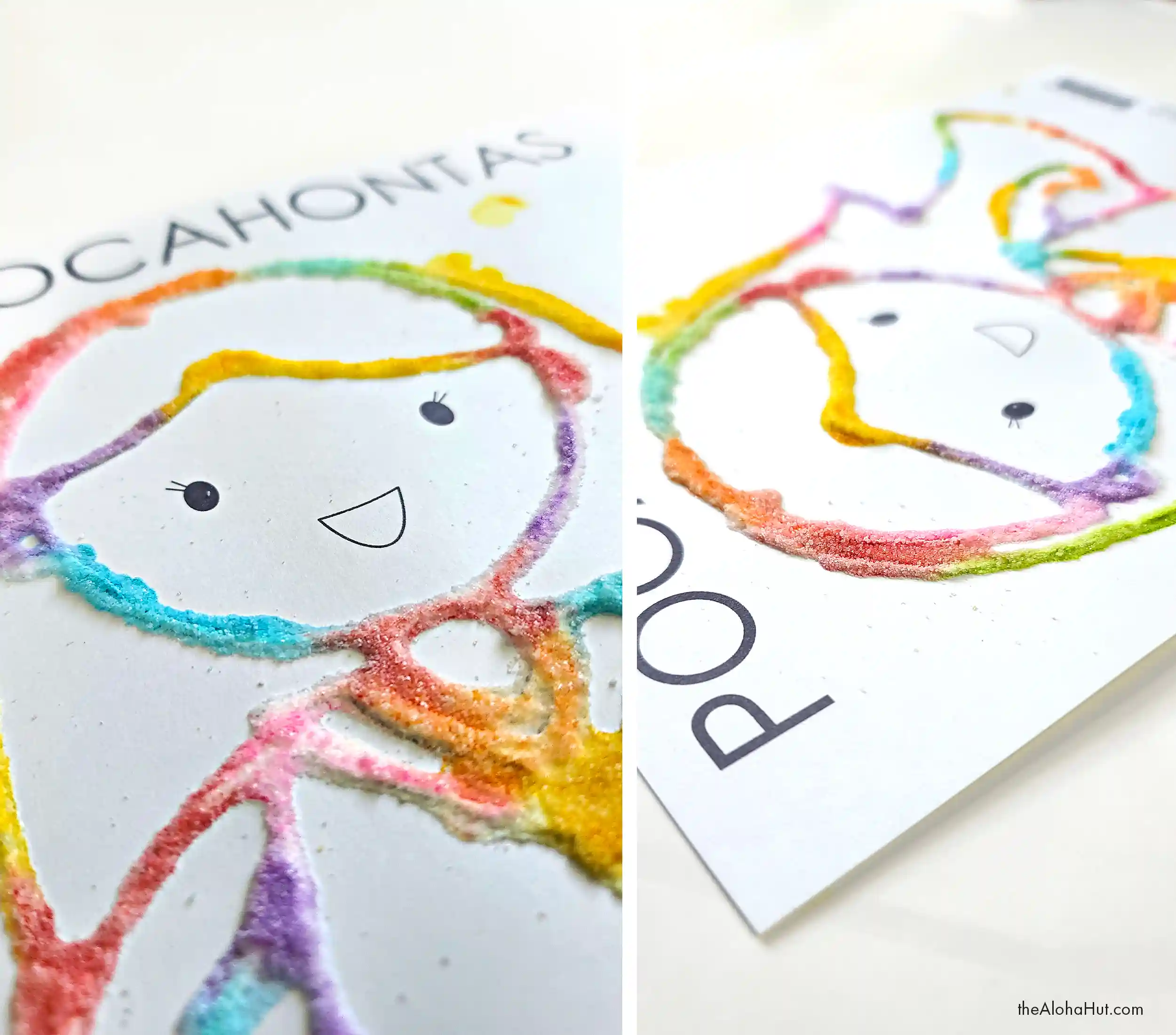 How to Make Salt Art Paintings plus printable Disney princess coloring pages