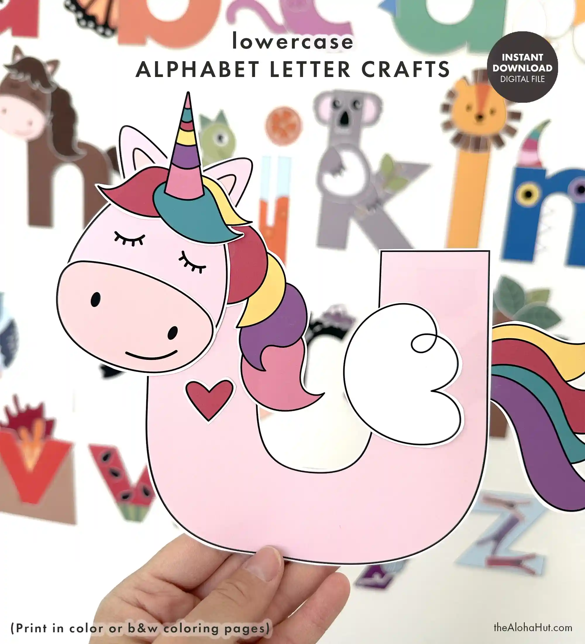 Lowercase alphabet letter crafts for kids, toddlers, and preschool children. Download, print, color, and assemble the lowercase alphabet letters for a fun and hands on activity to help your toddler or preschooler learn their abcs. Make your own alphabet wall as a fun preschool activity and to add to a DIY alphabet book.