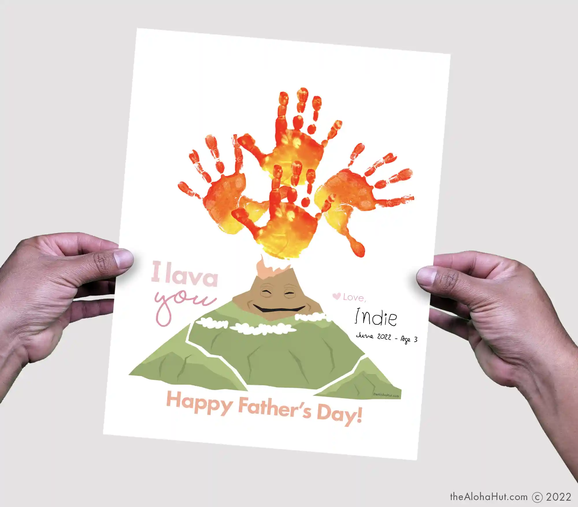 Volcano Handprint Father's Day Gift, 13 Father's Day Handprint Craft Ideas
