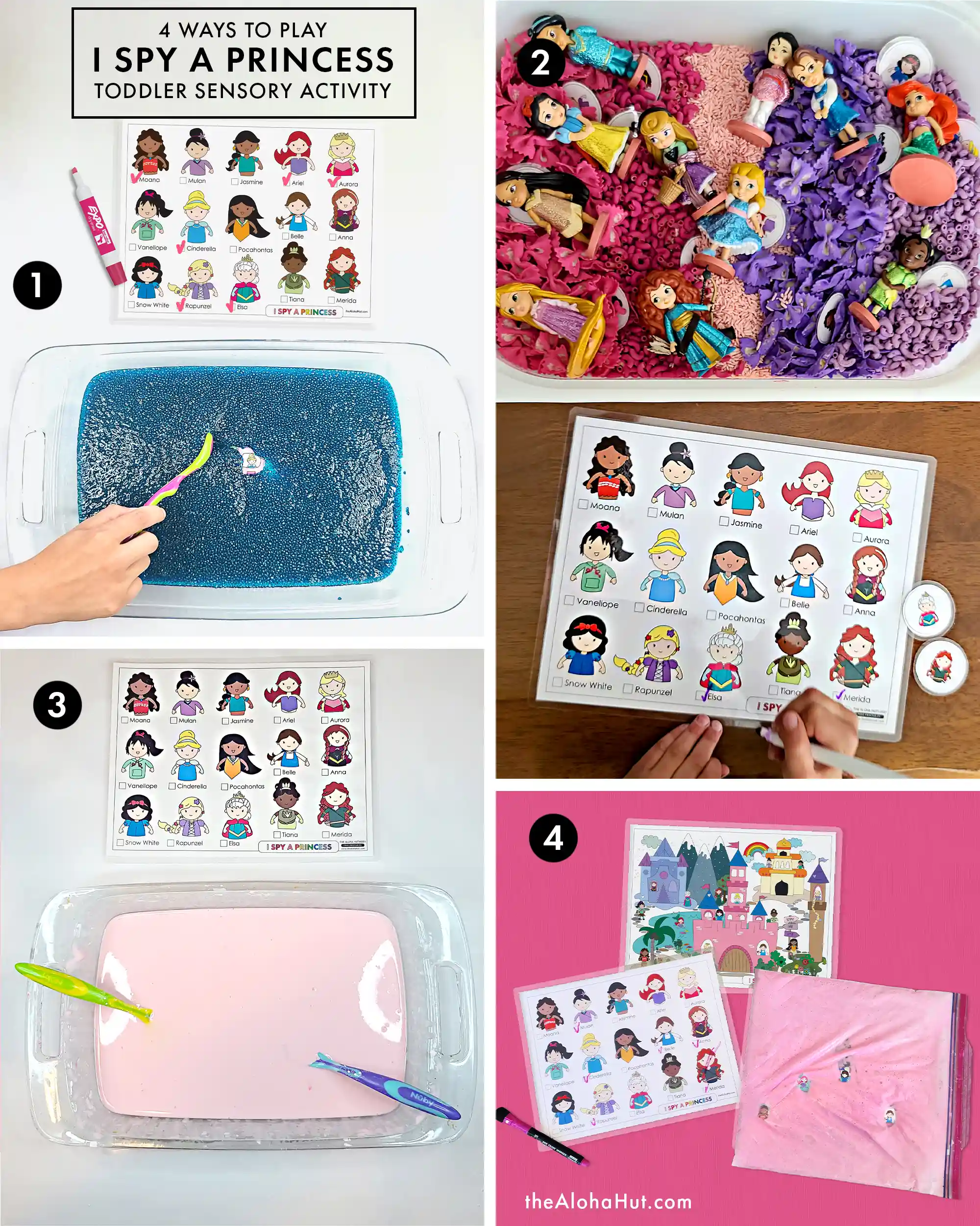 I Spy a Princess - Toddler Sensory Activity - Disney Princess Montessori - How to Make a Sensory Bin - 4 sensory activities