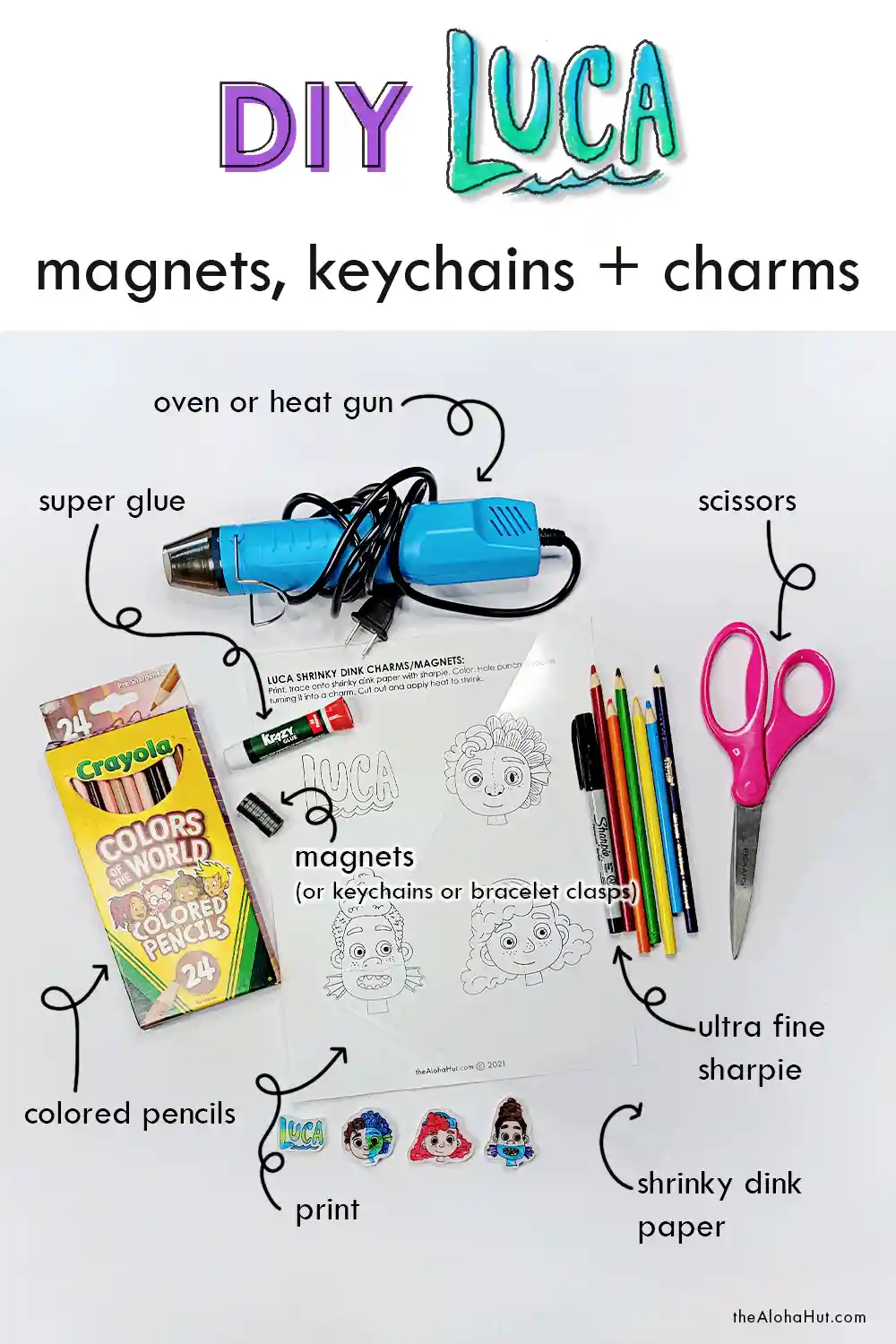 Disney Luca Shrinky Dinks Activity - keychain, fridge magnets, and charms