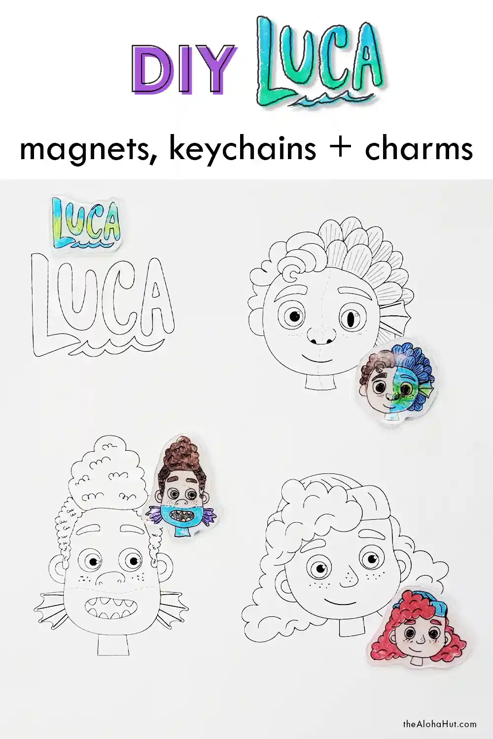 Disney Luca Shrinky Dinks Activity - keychain, fridge magnets, and charms
