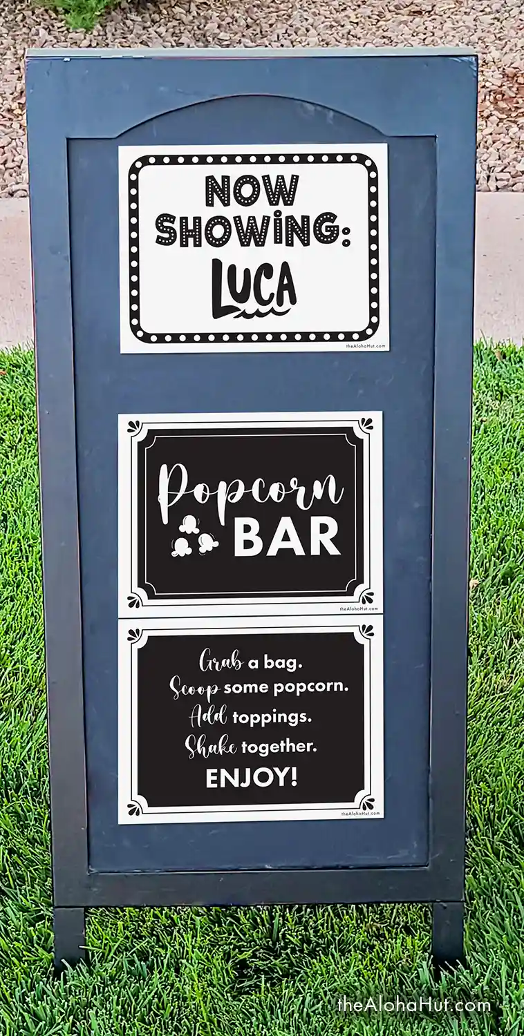 Popcorn Bar & Outdoor Movie Signs and Decor