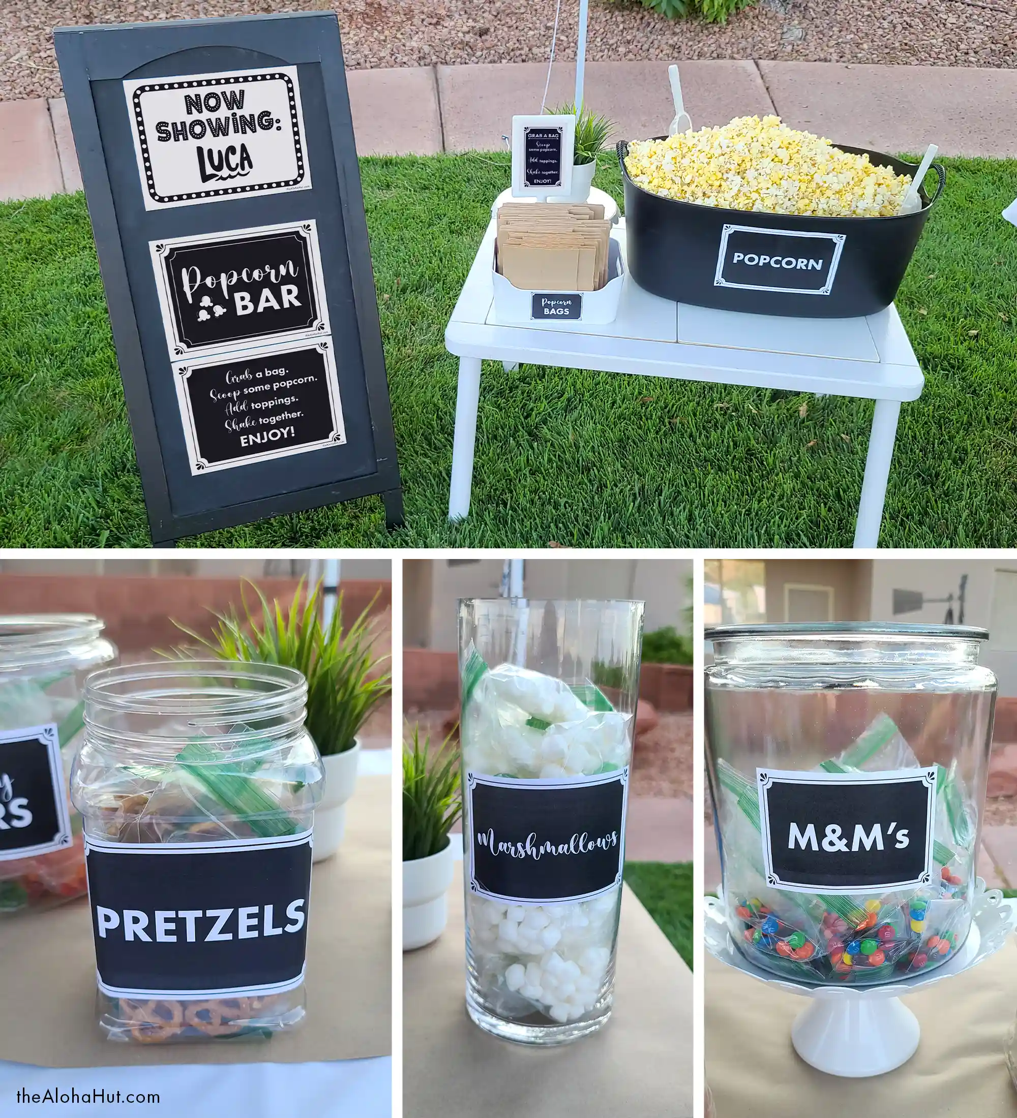 Popcorn Bar & Outdoor Movie Signs and Decor