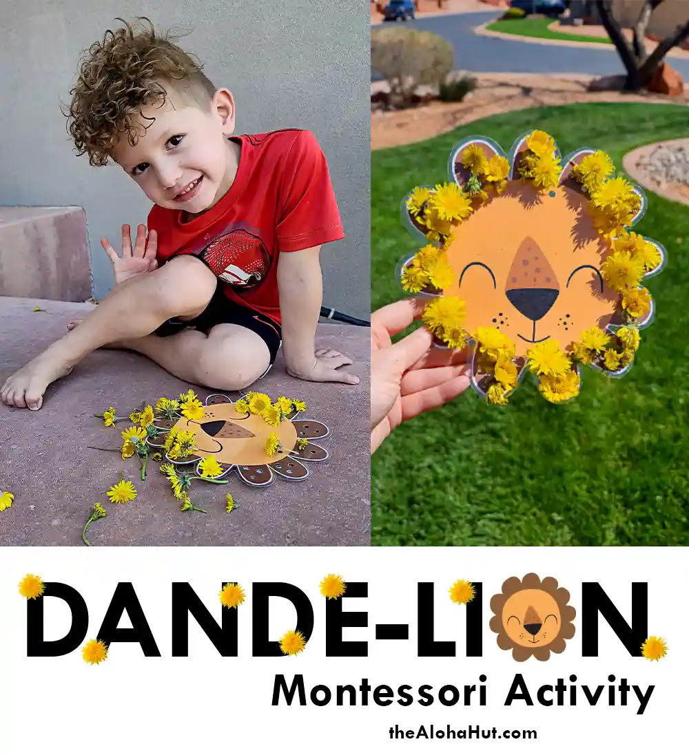 Dandelion Montessori Activity - threading activity - toddler activity - The Aloha Hut