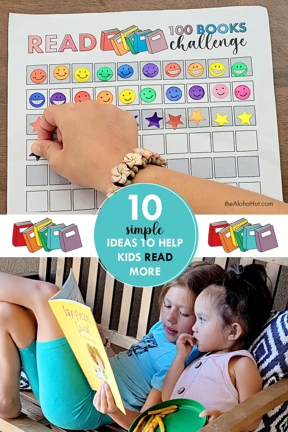 10 Ideas to Help Kids Read More, Read 100 Books Challenge, Reading Challenge, Summer Reading Chart