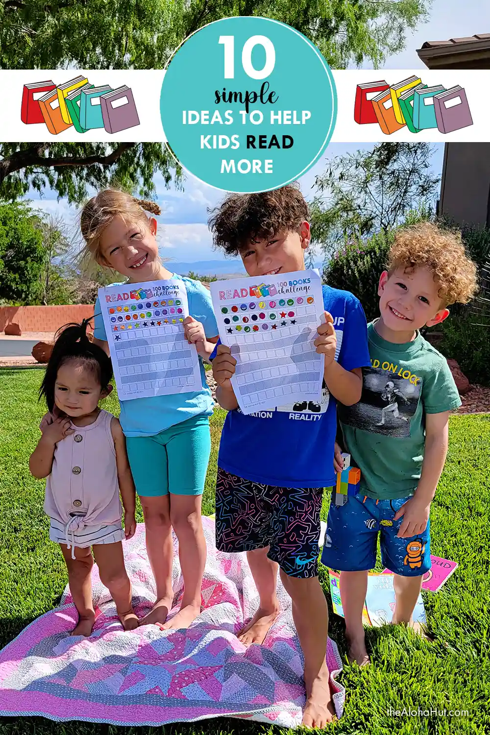 10 Ideas to Help Kids Read More, Read 100 Books Challenge, Reading Challenge, Summer Reading Chart