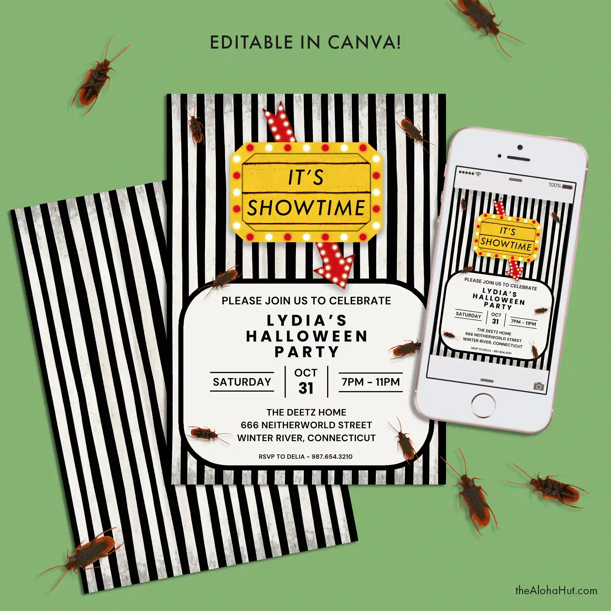 Beetlejuice Halloween Party Ideas - Editable Beetlejuice Halloween Invite Invitation