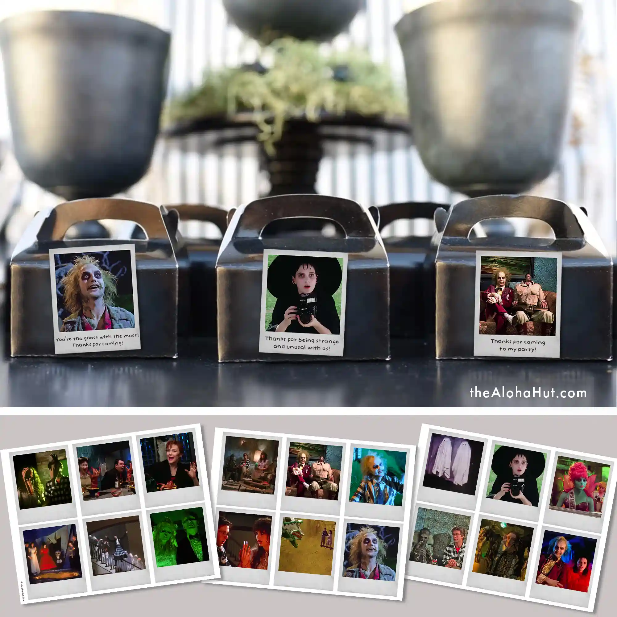 Beetlejuice Halloween Party Ideas - Polaroid Party Favor Thank You Tags