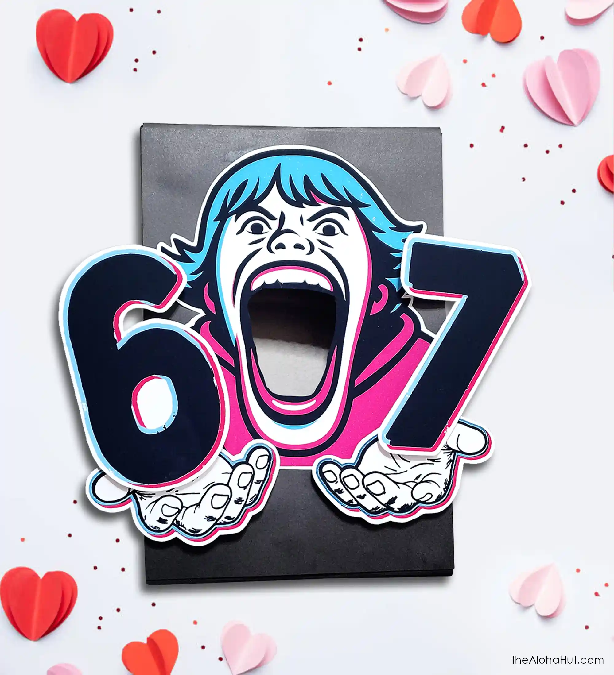 6 7 meme Valentine’s Day box with playful design, funny Valentine box idea for kids